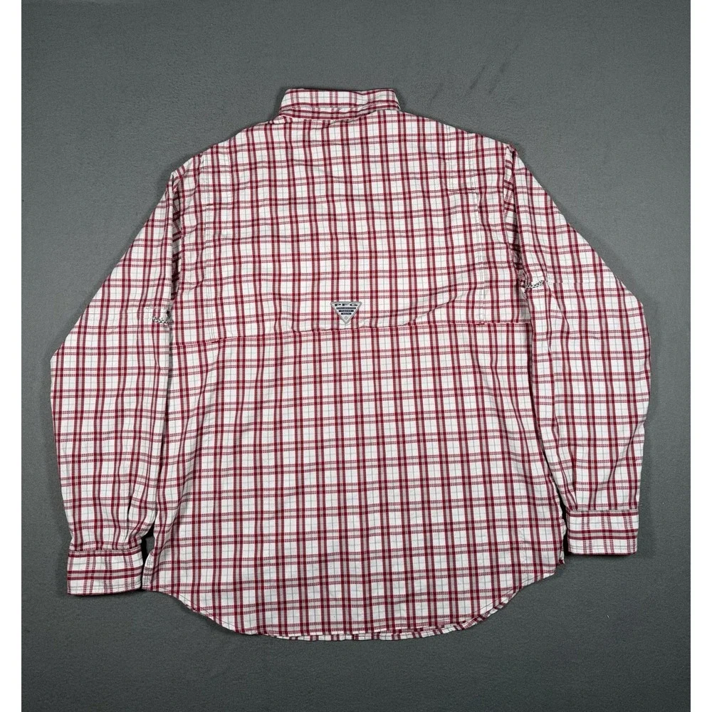 Columbia PFG Super Tamiami Arkansas Razorbacks Shirt Men L Plaid L/S Vented